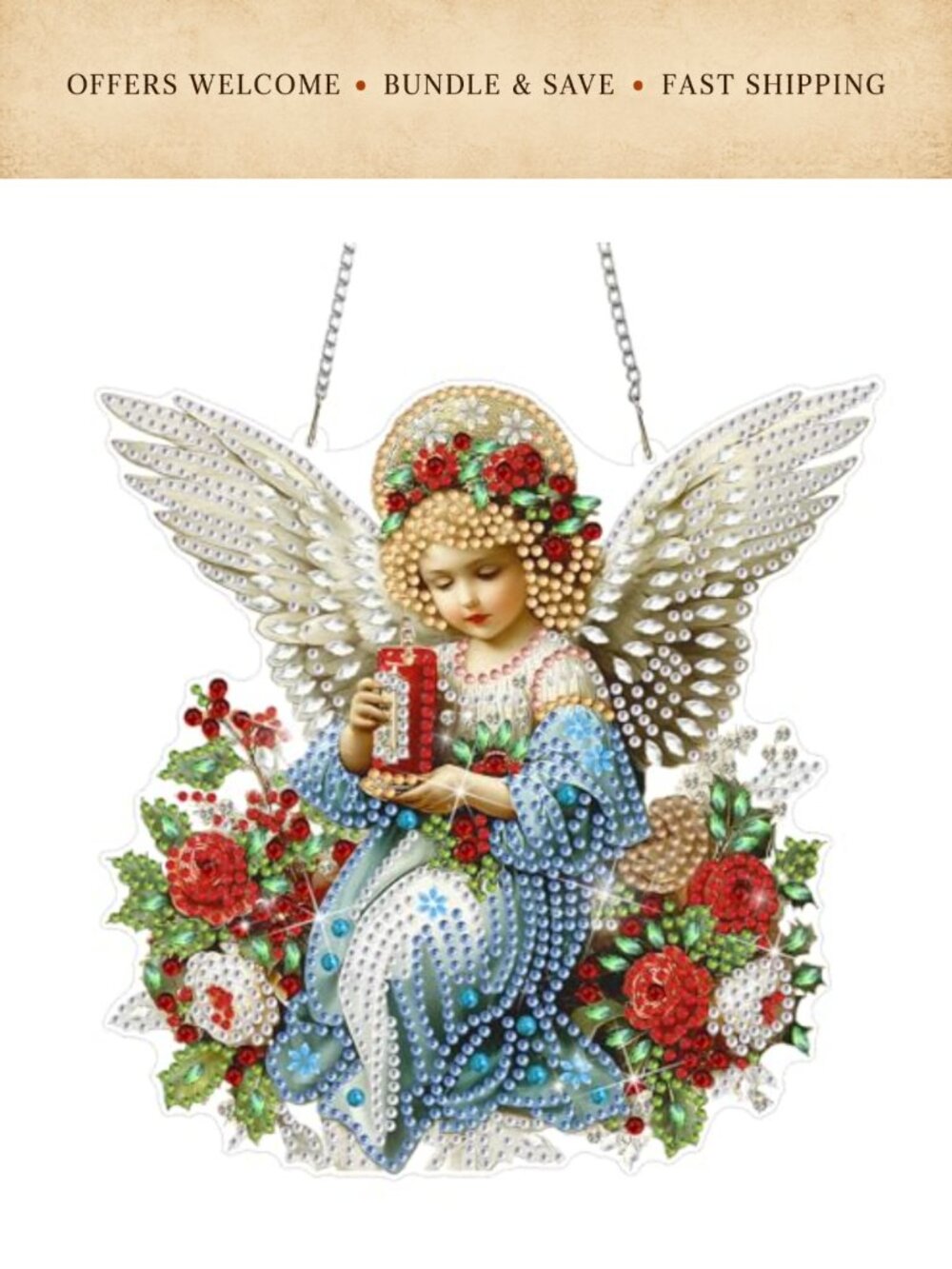 DOMROM Christmas Diamond Art Kit Acrylic Hanging Suncatcher DIY Craft